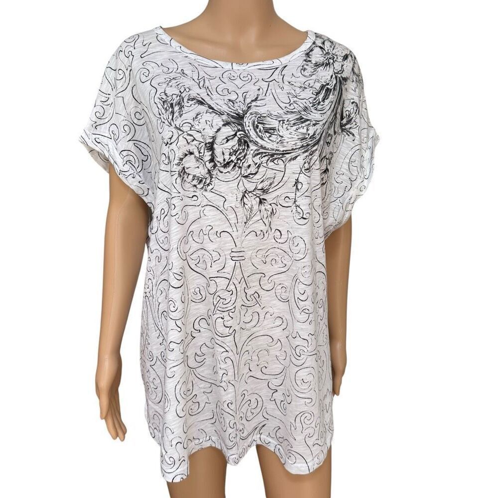 Anthropologie Postal stamp cotton blend shirt top size L